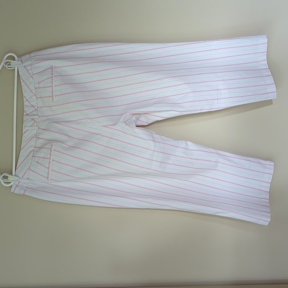Dockers Women Striped Capri Pants 16 White Pink - Picture 10 of 13